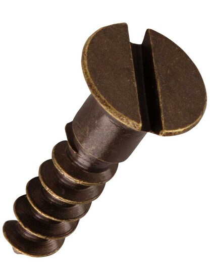 #8 x 3/4 Inch Brass Flat Head Slotted Wood Screws - 25 Pack.
